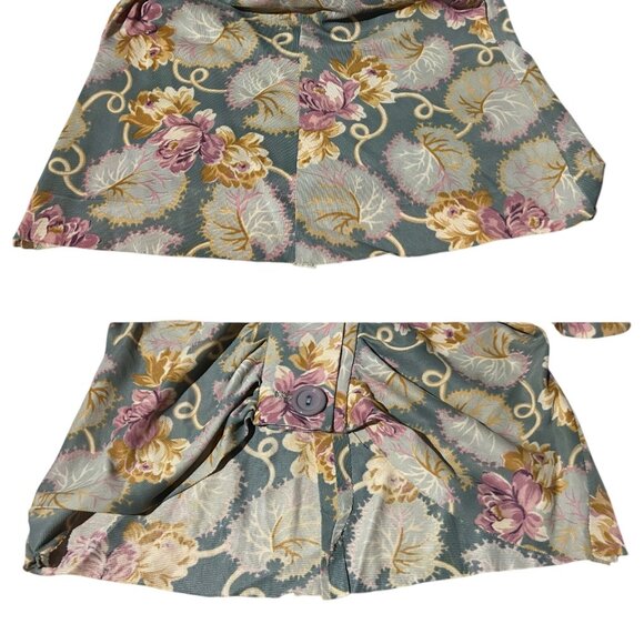 70s vintage pilgrim collar blouse shirt sleeve buttonup ruched floral art print. - Picture 10 of 10